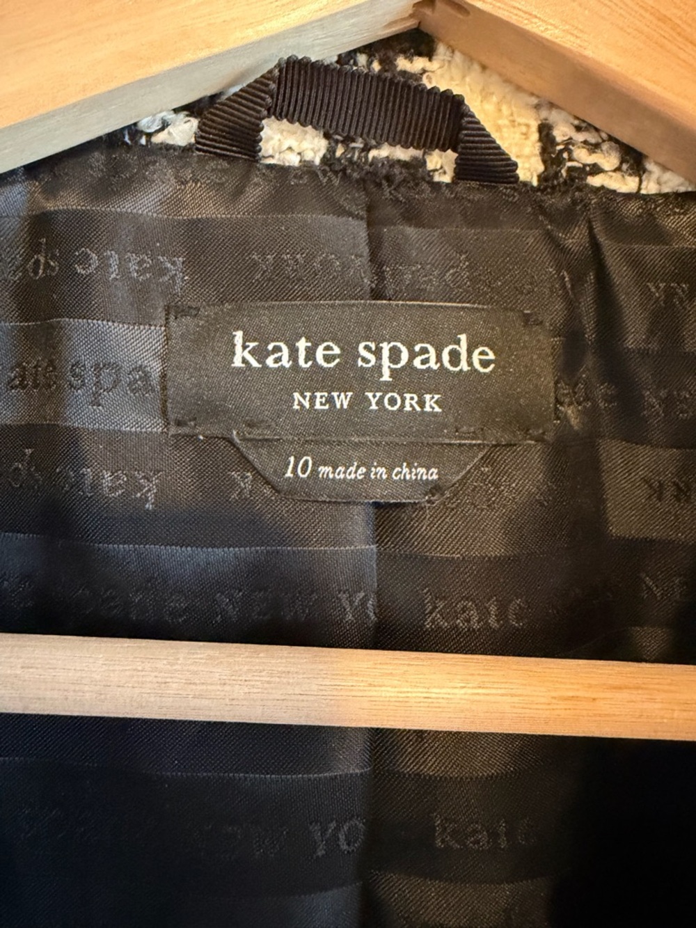 kate spade Black & White Houndstooth Tweed Blazer Jacket - Picture 4 of 5